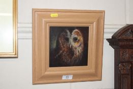 Richard Cook, acrylic study of a tawny owl