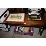 A mahogany oblong coffee table