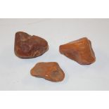 Three pieces of raw amber, approx. 194gms