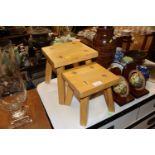 Two graduated Welsh rustic wooden stools