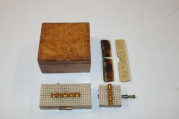 A burr wood box AF; an Art Deco style comb AF; and