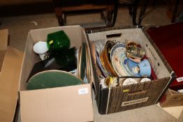 Two boxes of miscellaneous china and glass etc.