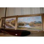 A pair of prints on canvas depicting rural scenes