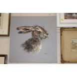 John Ryan, acrylic on canvas, study of a hare