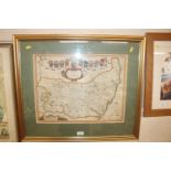 A framed map of Suffolk