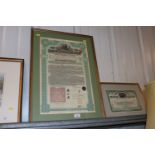 Two framed and glazed certificates, one for the Im