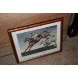 A pencil signed limited edition horse racing print