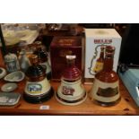 Four Wade Bells Scotch whisky decanters with conte