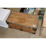 An ex MOD pine storage box with metal binding