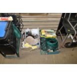 Two boxes of various garden equipment to include g