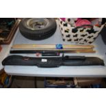 A Riley two piece pool cue; a BCE two piece pool c