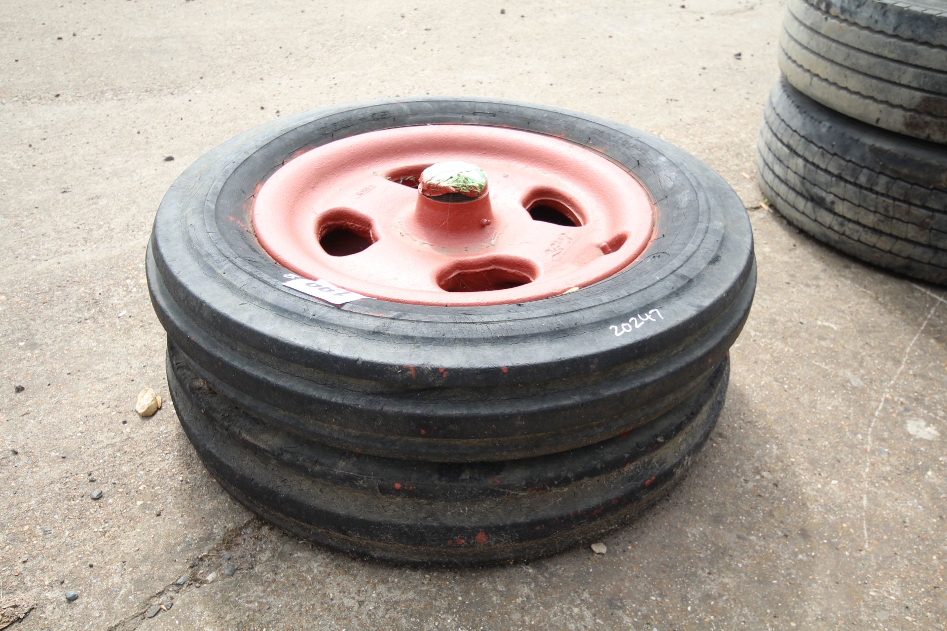 Pair of Fordson Major ENFO cast front wheels and tyres. - Image 2 of 4