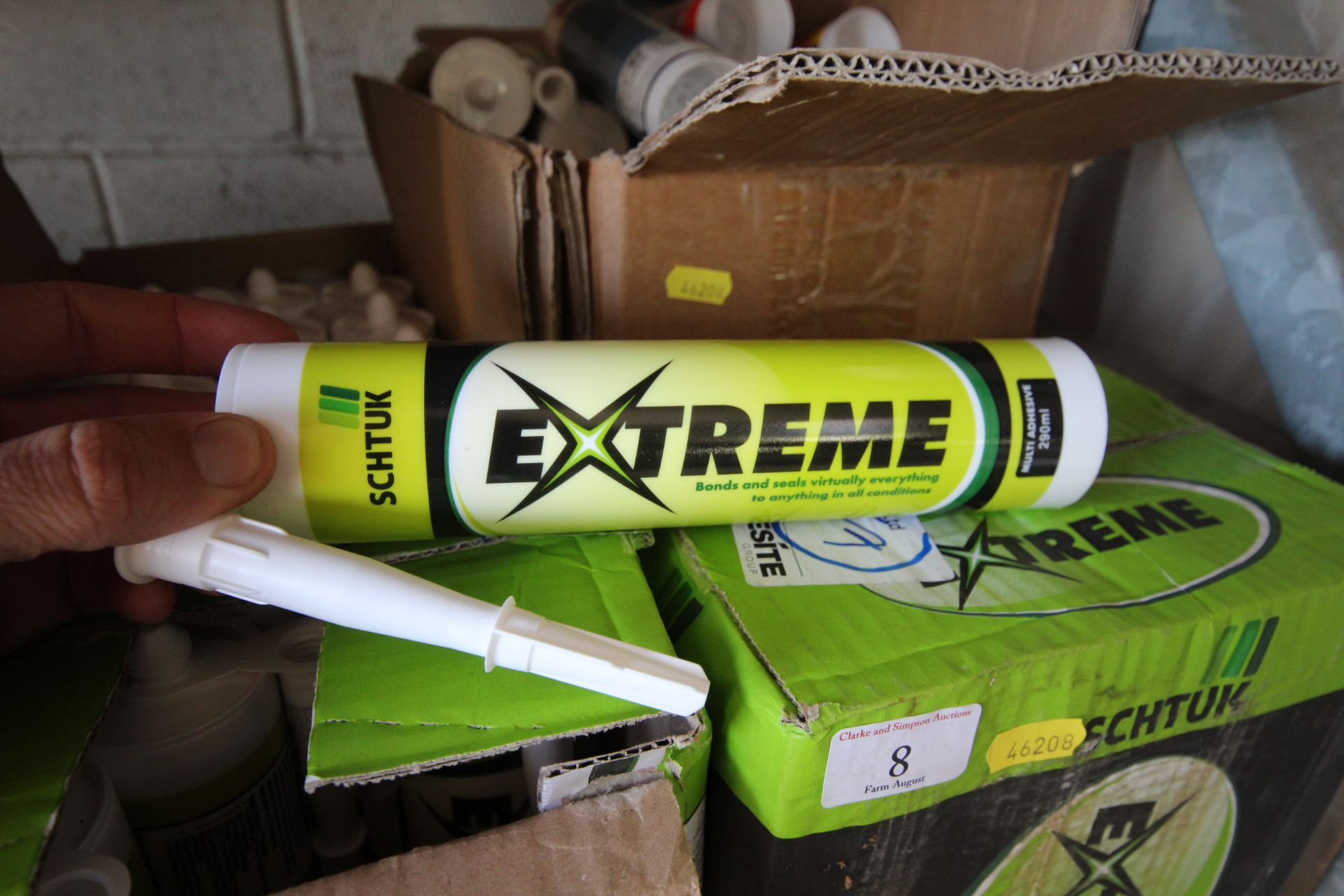 2x boxes of Extreme adhesive tubes; a box of fire rated sealant and various other adhesive tubes. V - Image 2 of 4