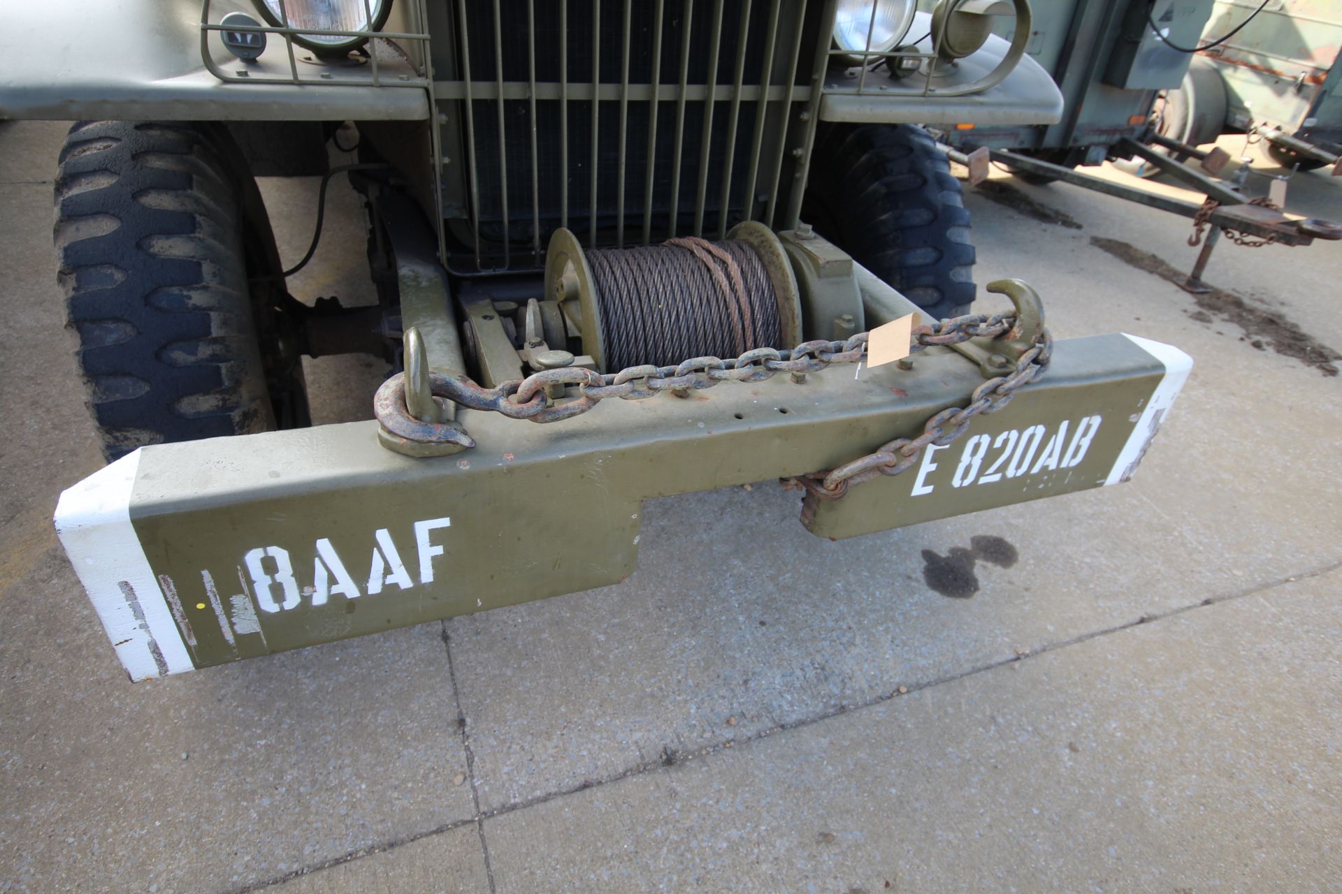 GMC CCKW 353 6x6 bolster truck and slip pole trailer. Registration UXG 144. 1945. 11.00x18 correct - Image 5 of 95