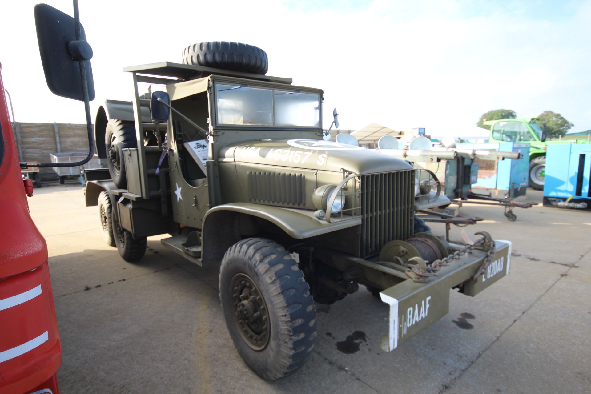 GMC CCKW 353 6x6 bolster truck and slip pole trailer. Registration UXG 144. 1945. 11.00x18 correct