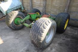 Twin axle agricultural trailer bogie. With floatation wheels and tyres.