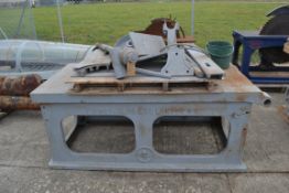 Large F W Reynolds & Co London static saw bench base. With parts.