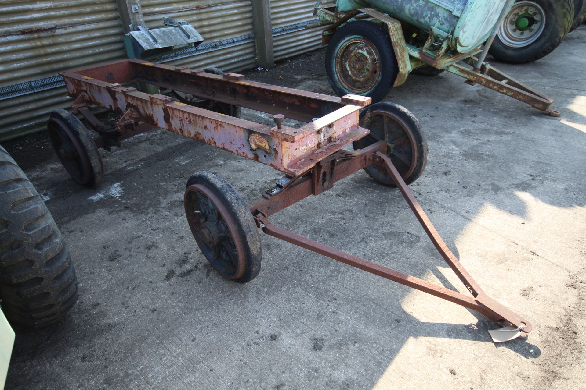 4-wheel turntable trailer. With sprung axles and solid tyres. Suit large stationary engine. - Image 2 of 17