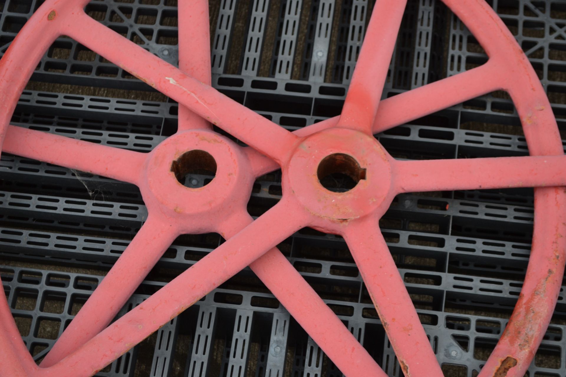 2x large diameter gate valve wheels. - Image 2 of 2