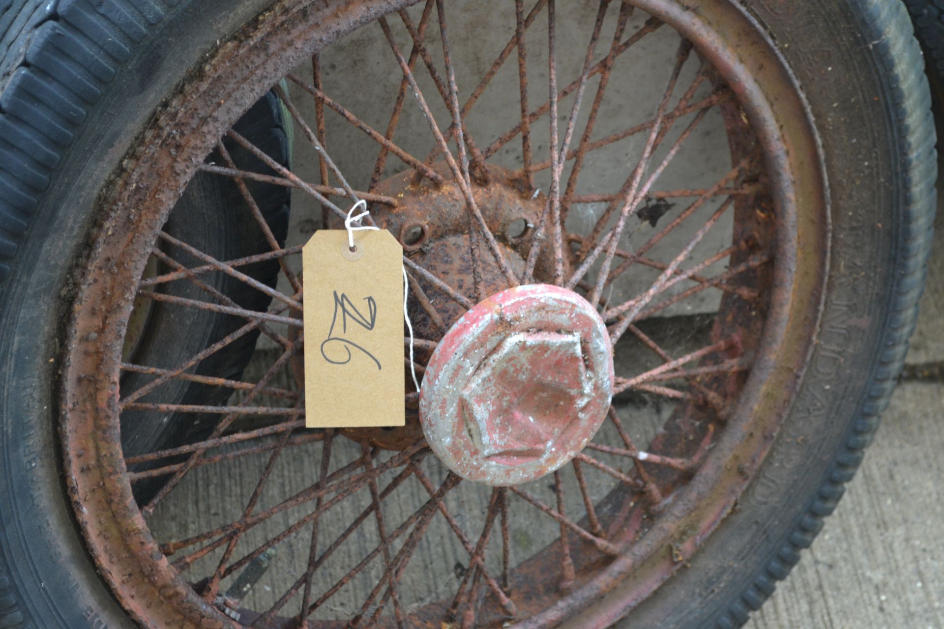 2x vintage car wire wheels. - Image 2 of 3