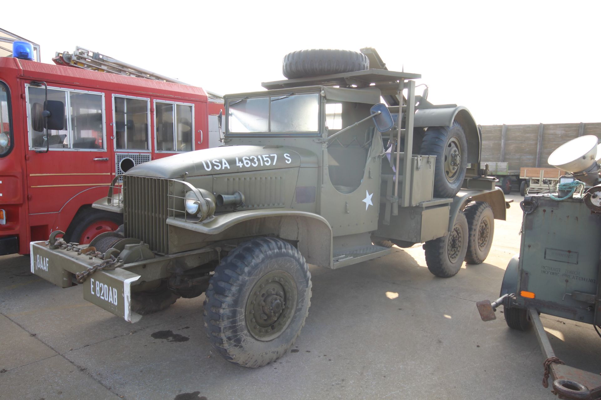 GMC CCKW 353 6x6 bolster truck and slip pole trailer. Registration UXG 144. 1945. 11.00x18 correct - Image 2 of 95