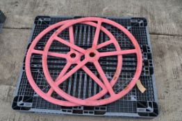 2x large diameter gate valve wheels.