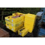 Various plastic lidded crates. Some with ramekins.