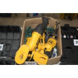 Various DeWalt cordless tool bare units, 18v cordless drill with battery and charger, DeWalt