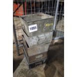 5x square metal parts bins. V