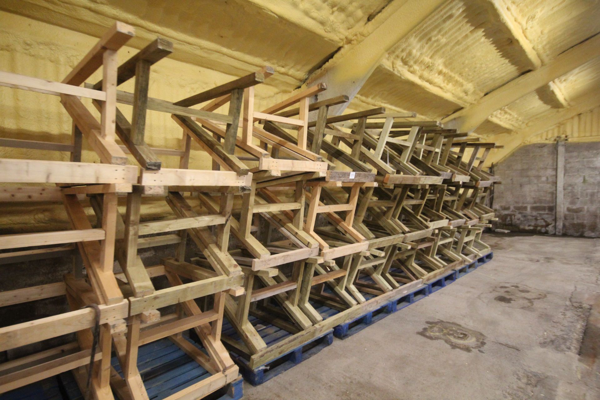 Large quantity of wooden trestles. Previously used as staging for work benches. To be sold in situ - Image 4 of 7