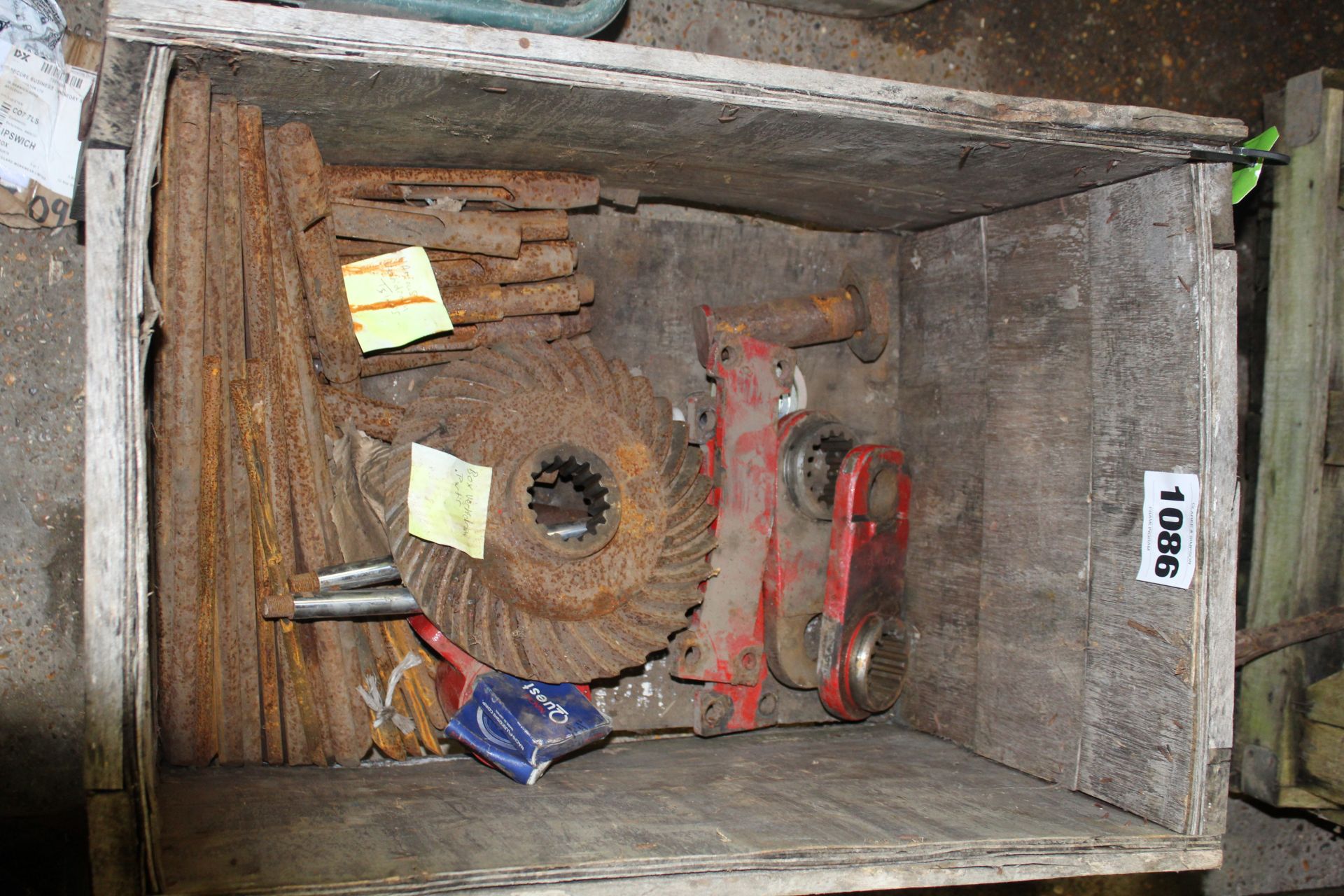 Box of Verti-Drain parts and tines. V