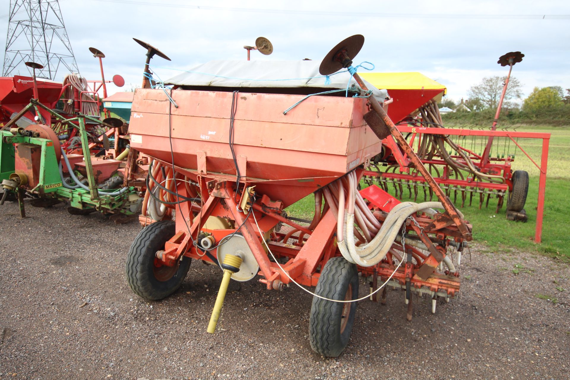 Accord Pneumatic DL 4M mounted Suffolk coulter drill.