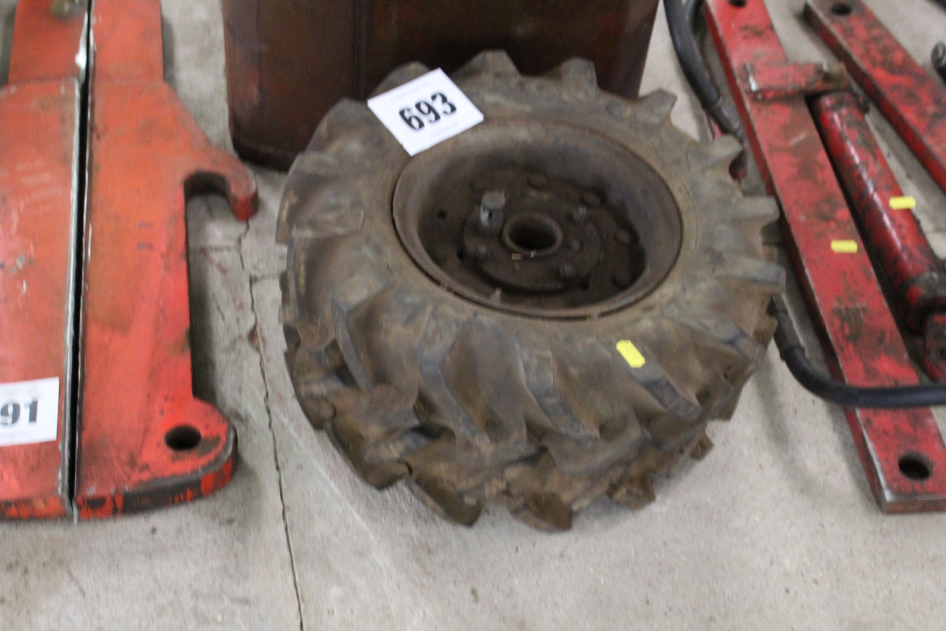 Pair of rotavator 4.50/8 wheels and tyres. (Merry Tiller wheels)