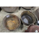 2x cast iron feed bowls.