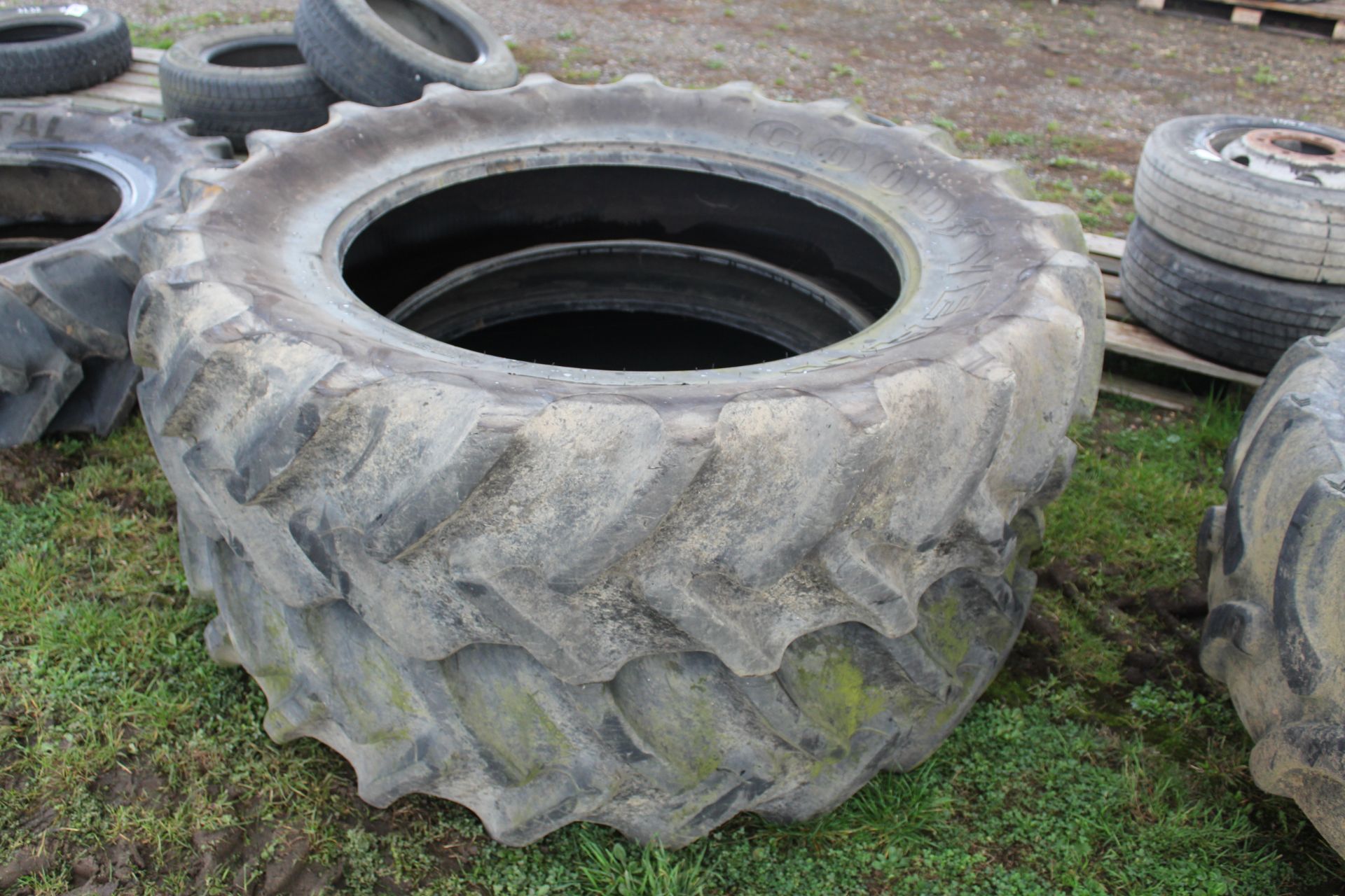 2x 16.9R38 Goodyear tyres.