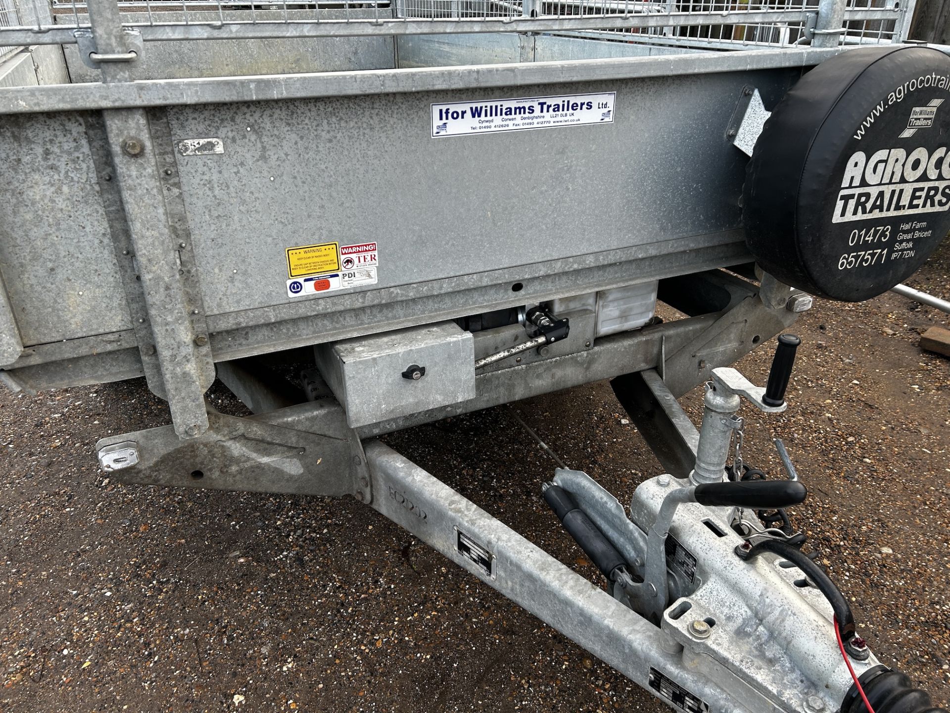 Ifor Williams TT 3621-352 12ft twin axle drop side tipping trailer. With metal floor, cage sides, - Image 22 of 22