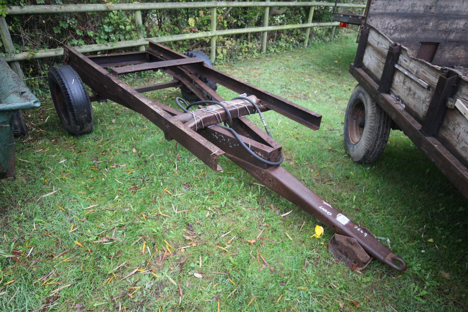 Ferguson 3T single axle tipping trailer chassis. With ram.