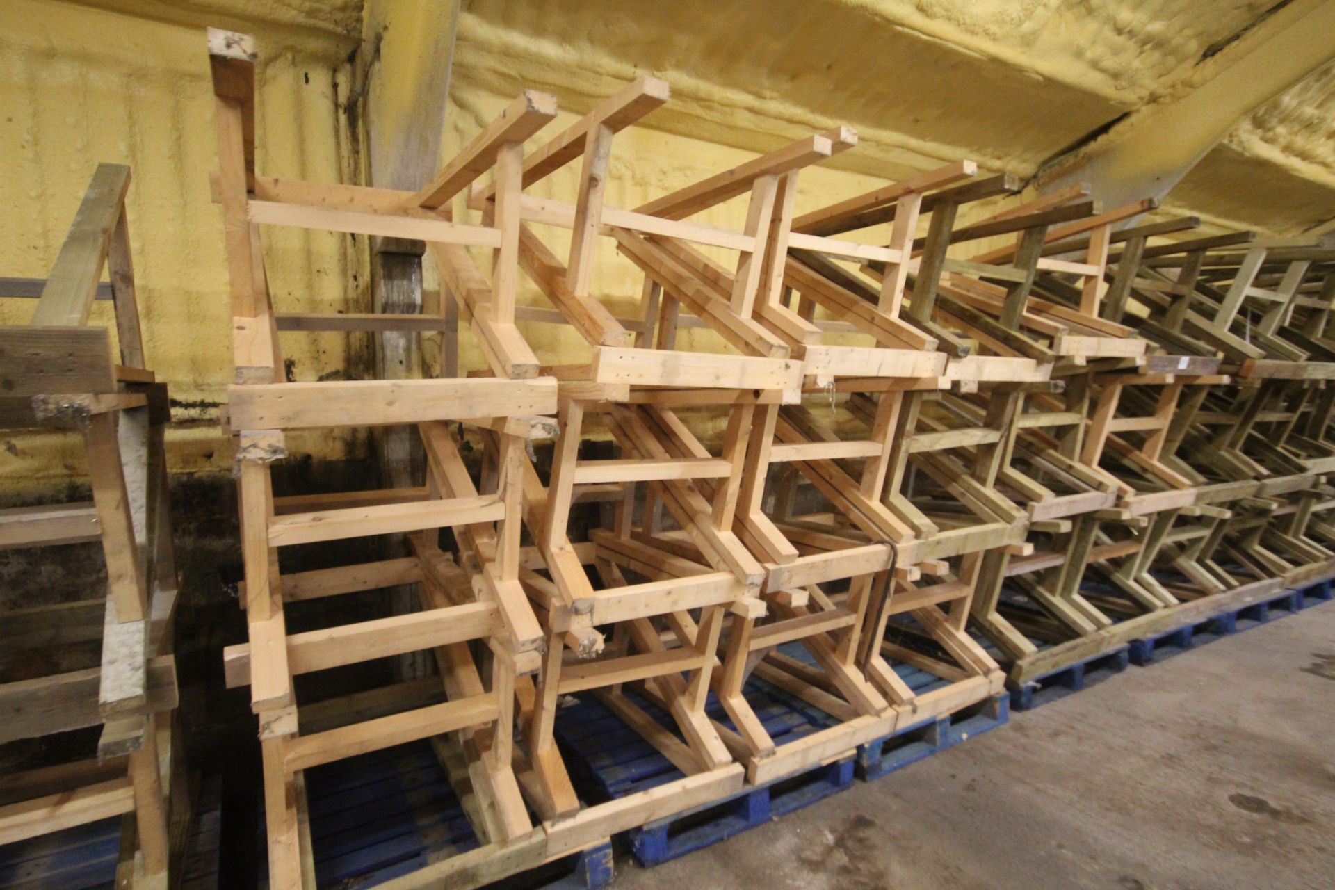 Large quantity of wooden trestles. Previously used as staging for work benches. To be sold in situ - Image 3 of 7