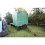 4-wheel turntable beavertail low loader trailer. With Manual ramps and front workshop. V