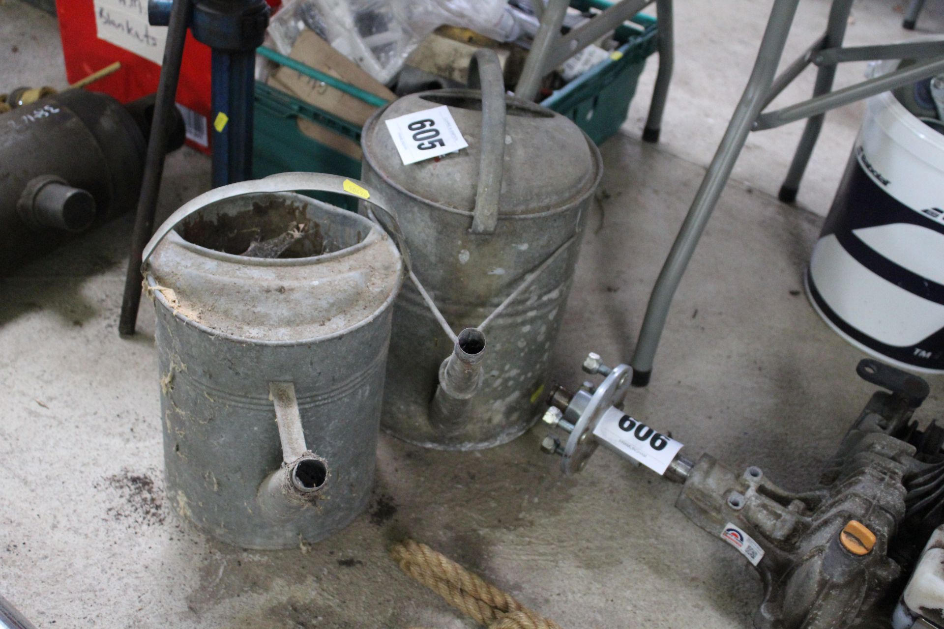 2x Galvanised watering cans.