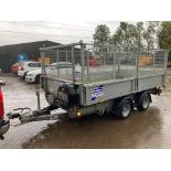Ifor Williams TT 3621-352 12ft twin axle drop side tipping trailer. With metal floor, cage sides,