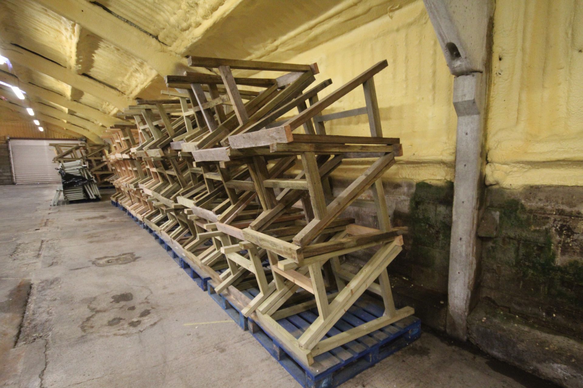 Large quantity of wooden trestles. Previously used as staging for work benches. To be sold in situ - Image 7 of 7