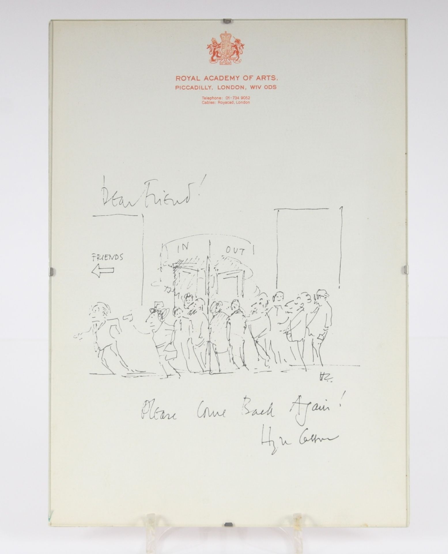 A Hugh Casson caricature print "Dear Friend, Pleas