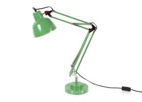 A green angle poise type lamp