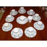 An Art Deco design English bone china tea set, wit