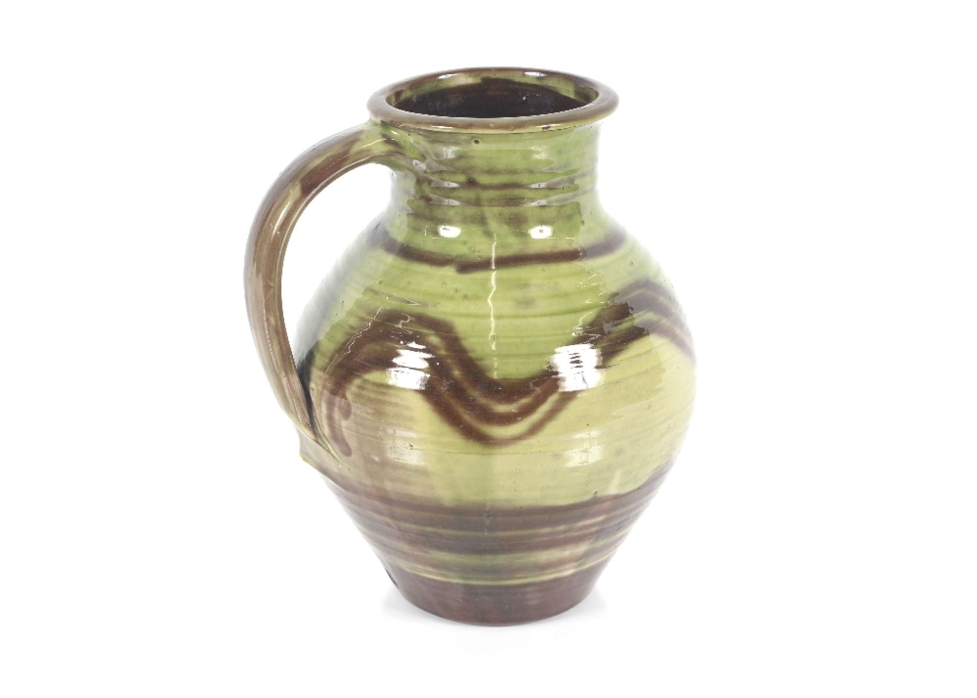 A David Leach pottery baluster jug, with brown and