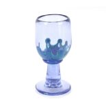 A blue Art Glass goblet with swirl decoration, ind
