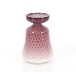 A mauve and white Art Glass vase of tapering form