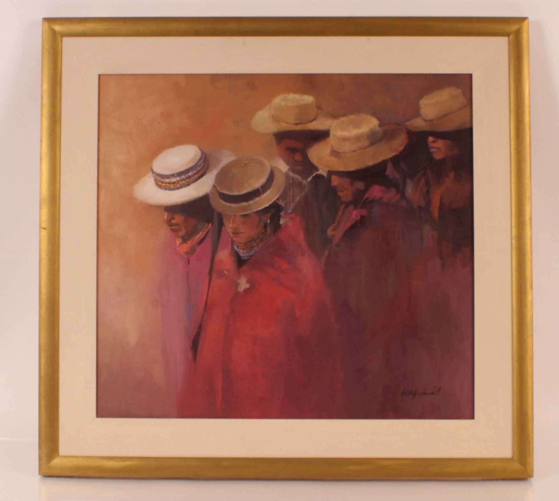 Bridget Frankel, study of five men with hats, sign - Image 2 of 2