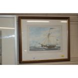 Robert Horne, watercolour study of a naval cutter,